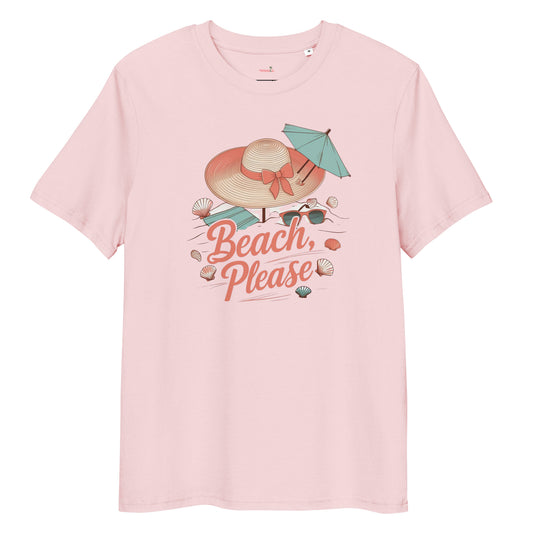 T-shirt "Beach, Please" - rose clair