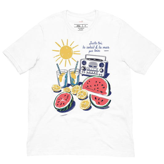T-shirt "Juste toi, le soleil & la mer pas loin" - blanc