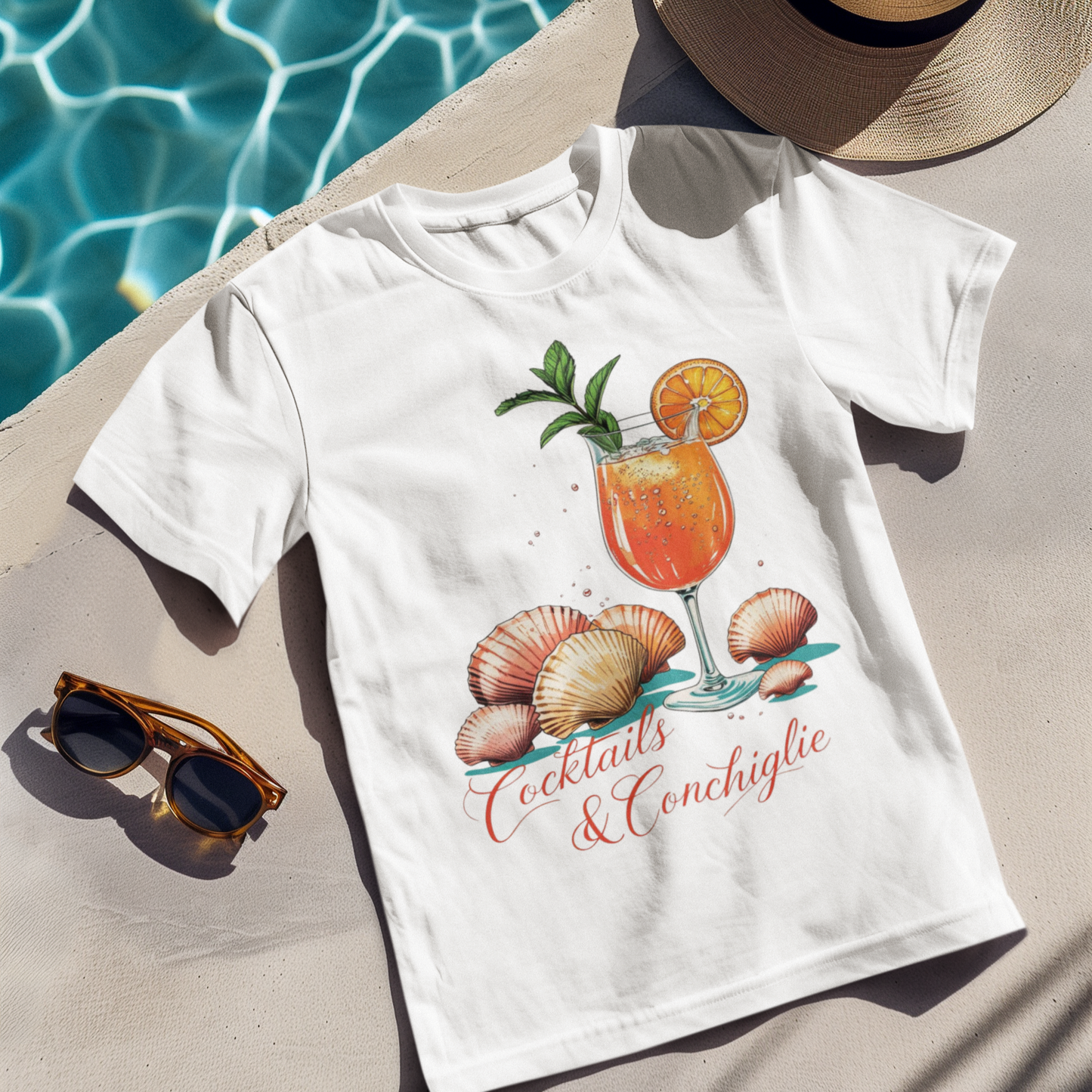 T-shirt "Cocktails & Conchiglie" - blanc