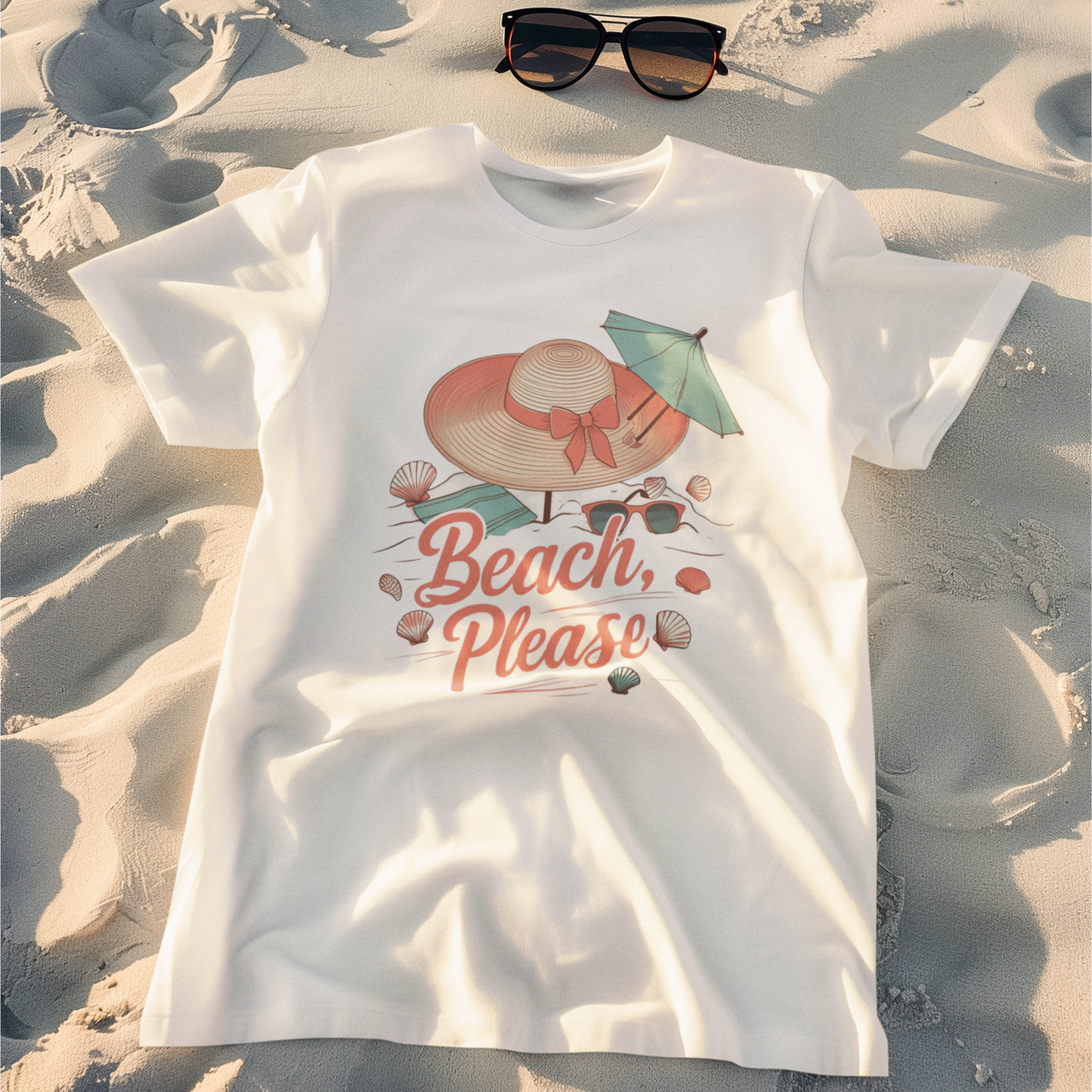 T-shirt "Beach, Please" - blanc