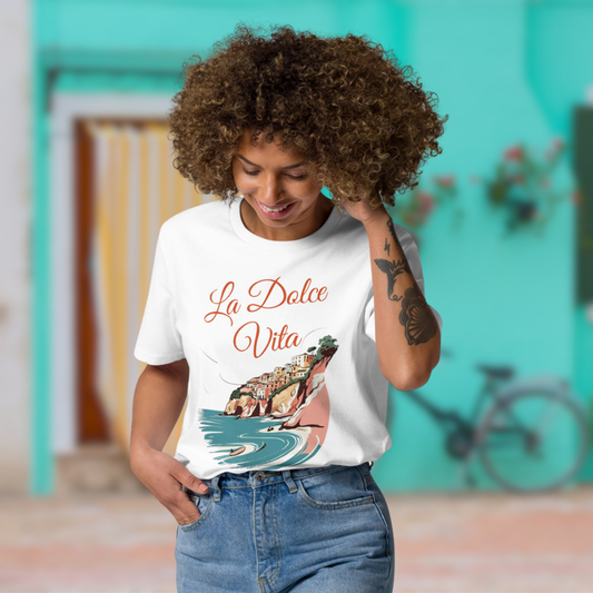 T-shirt "La Dolce Vita - Positano" - blanc