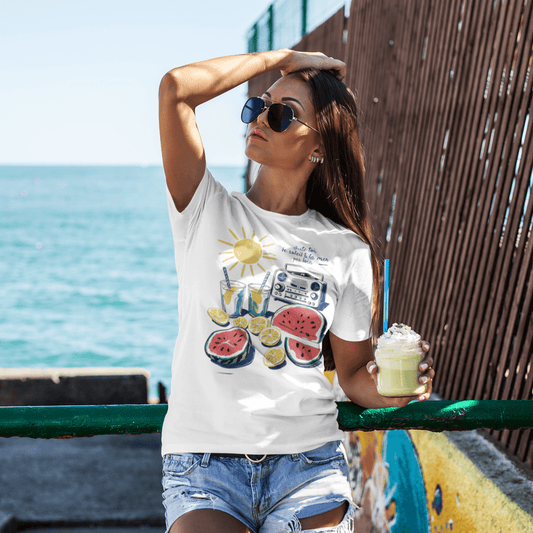 T-shirt "Juste toi, le soleil & la mer pas loin" - blanc