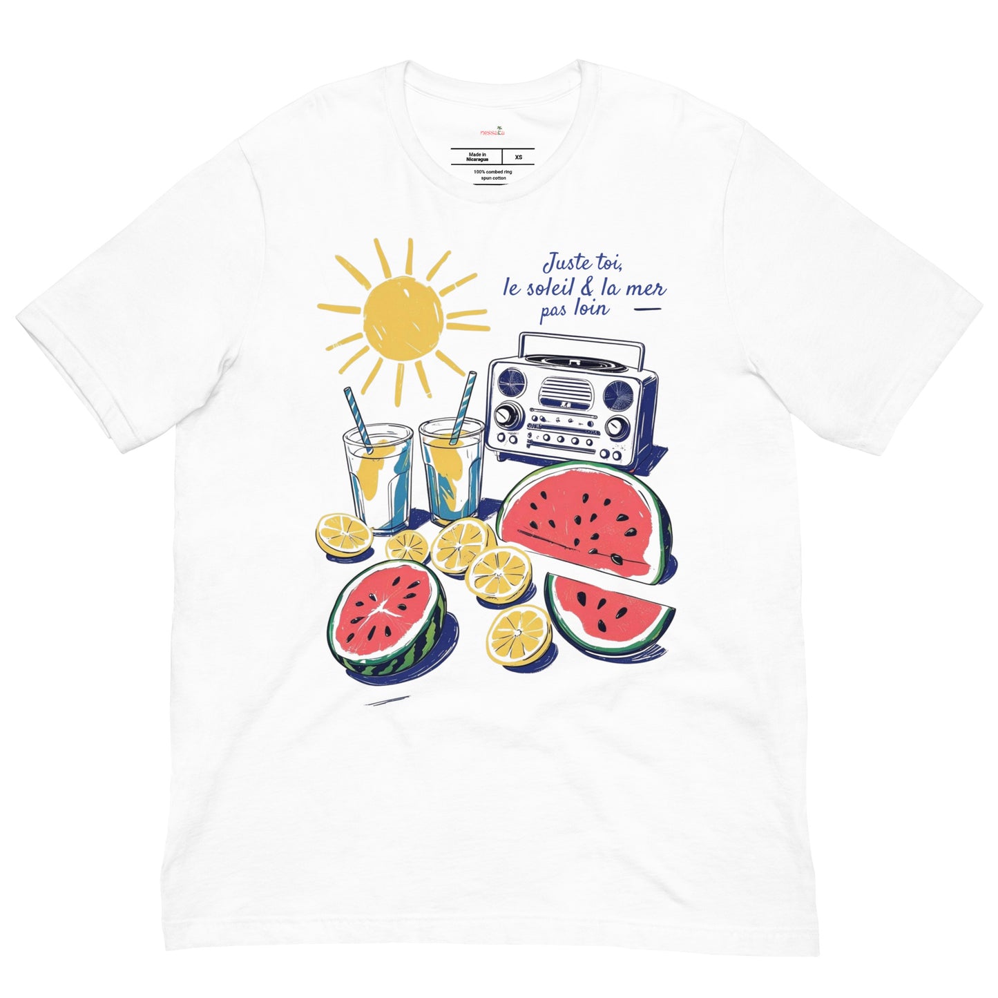 T-shirt "Juste toi, le soleil & la mer pas loin" - blanc